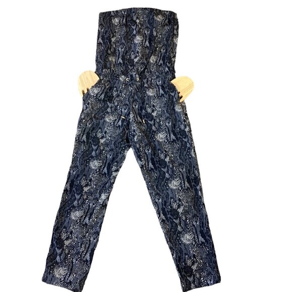 Express Snake Print Strapless Jumpsuit Pockets XS #296J - Picture 1 of 8